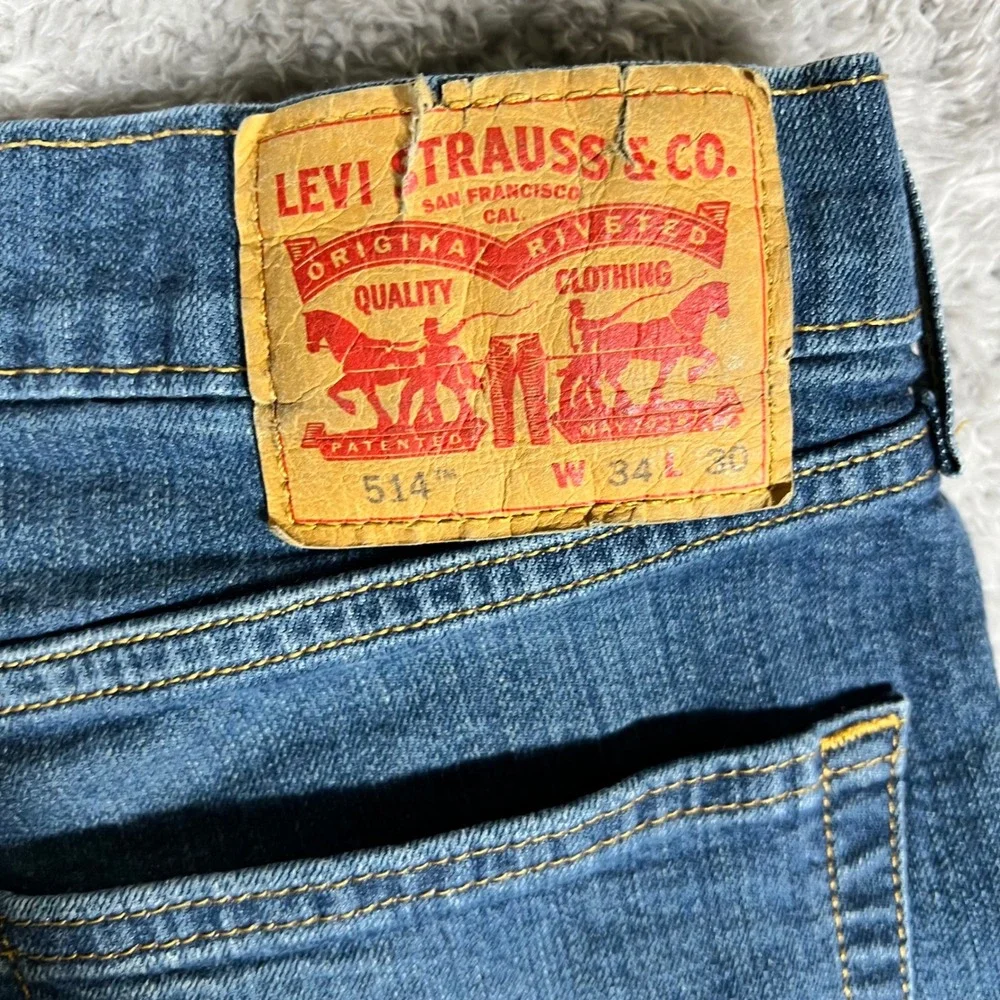 Levis 514 Straight Fit Mens Jeans Blue Medium Wash Denim 34x30 Stretch